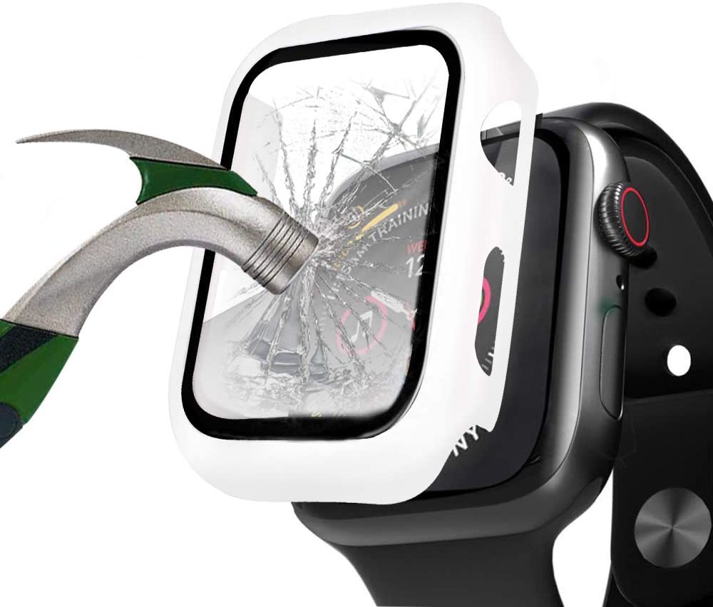 Apple Watch Series 6 / SE / 5 / 4 Hard Full Body Case with Tempered Glass 40MM (MATTE White)